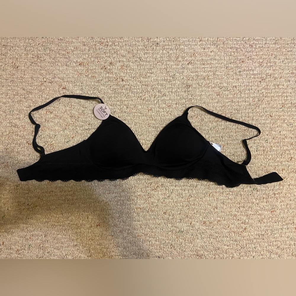 cuddlduds lightly lined wireless black clasp black bra size small